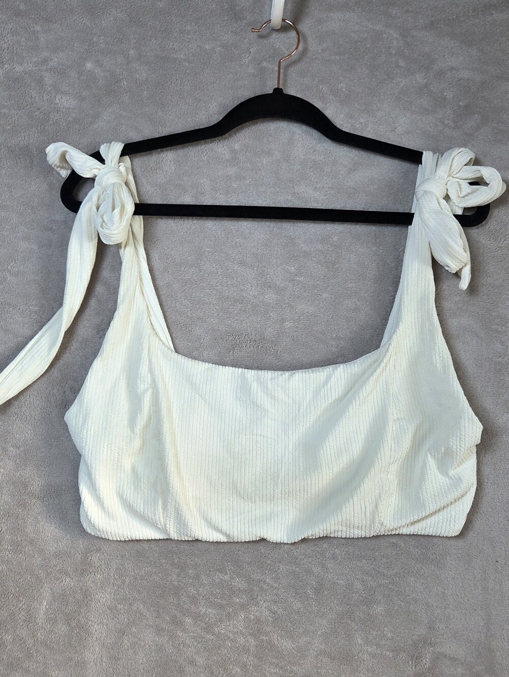 Show Me Your Mumu Ribbed Top Cream Tie Shoulder Crop Tank XX-Large